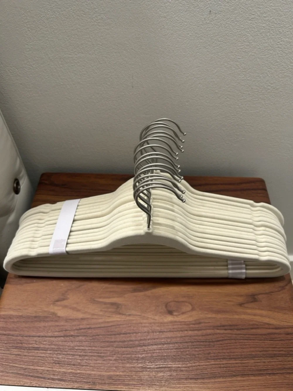 Cream Velvet Slim Space-Saving Hangers - Set of 10